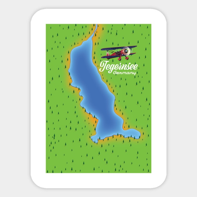 Tegernsee Germany lake map. Sticker by nickemporium1